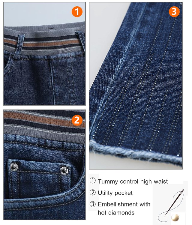 High waist slim stretch flared jeans