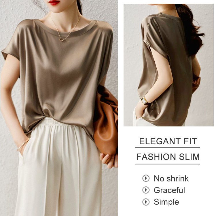 Satin silk raglan sleeve top