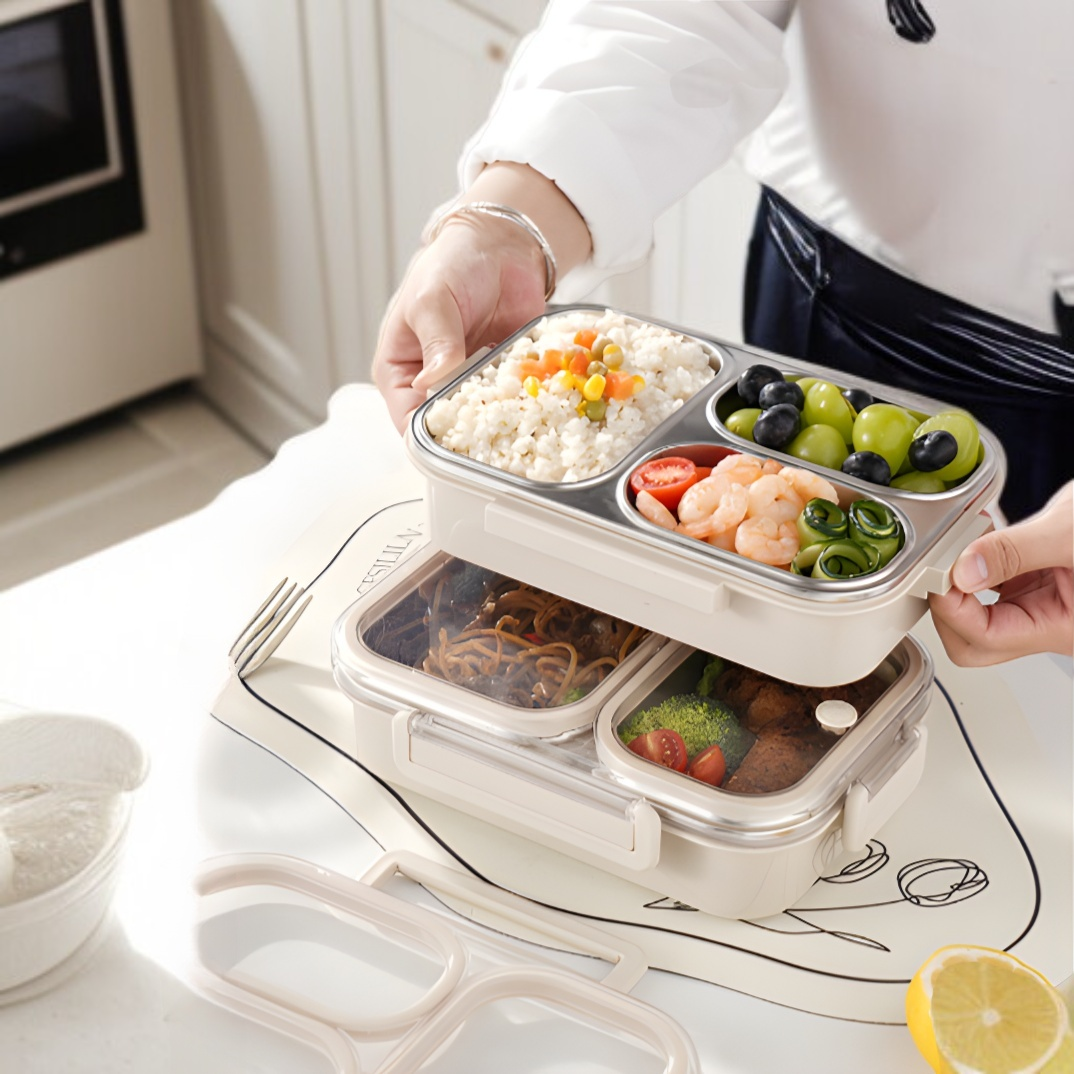 耐久性抜群の304ステンレスランチボックス