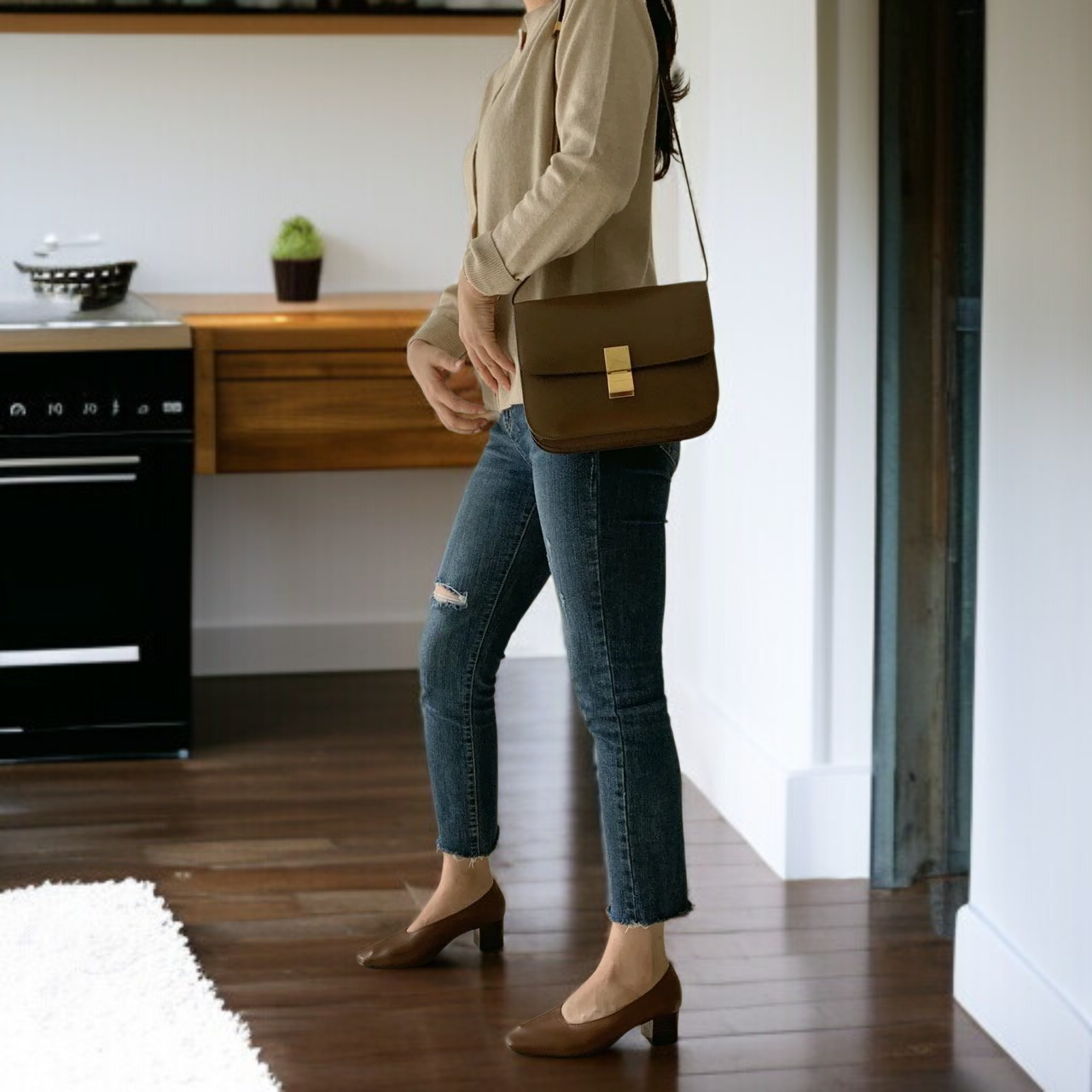 트렌디 스퀘어토 디자인 여성 신발