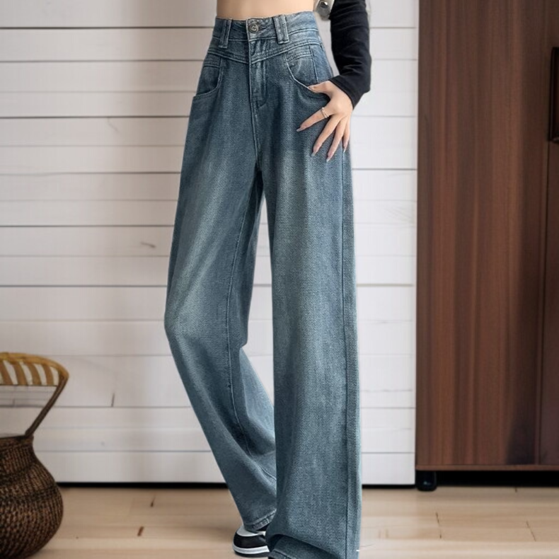 여성 일자핏 데님 팬츠 스타일링
