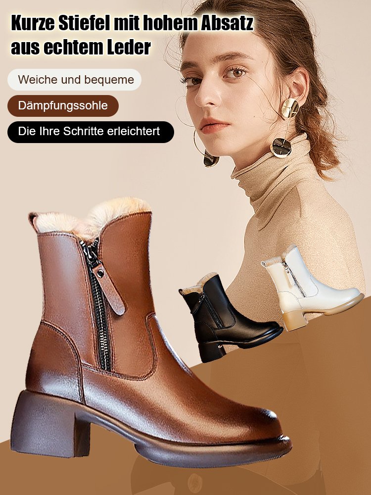 Warme Winter-Schneestiefel aus Kaninchenfell mit seitlichem Reißverschluss