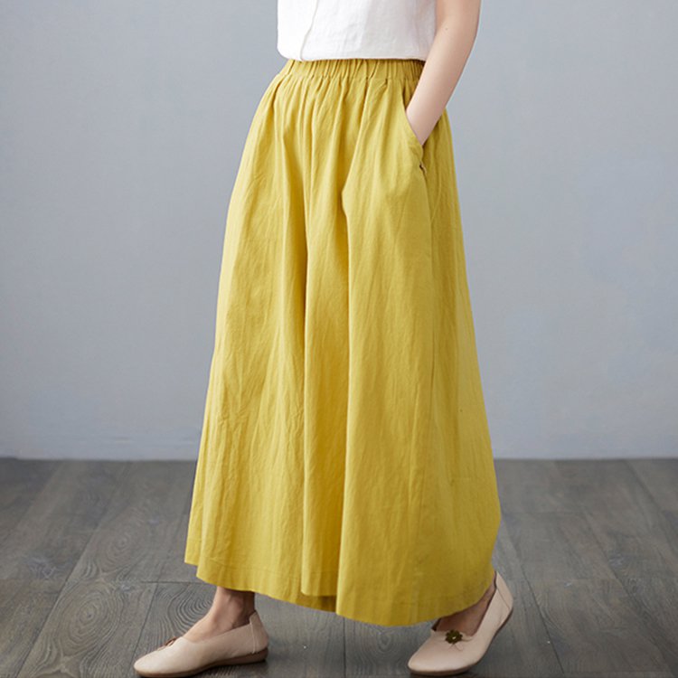 リネン混ガウチョパンツ