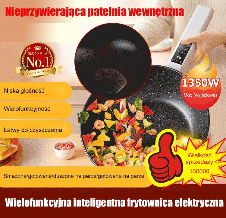 Wielofunkcyjna, inteligentna, zintegrowana patelnia elektryczna