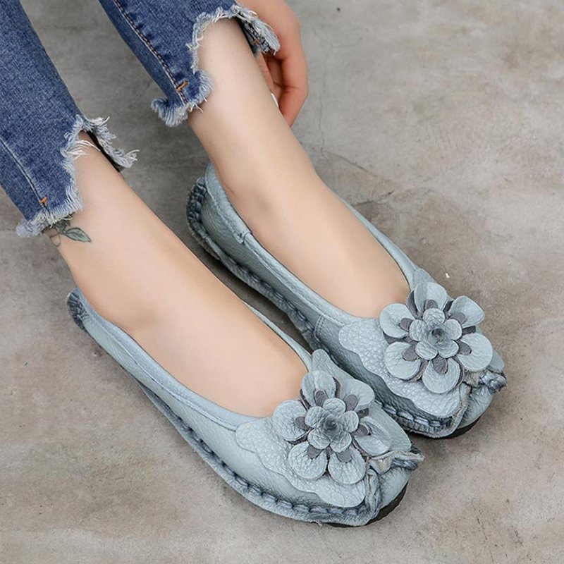 【本革花飾りパンプス】柔らか・防滑・耐磨耗・疲れにくい・丁寧な縫製