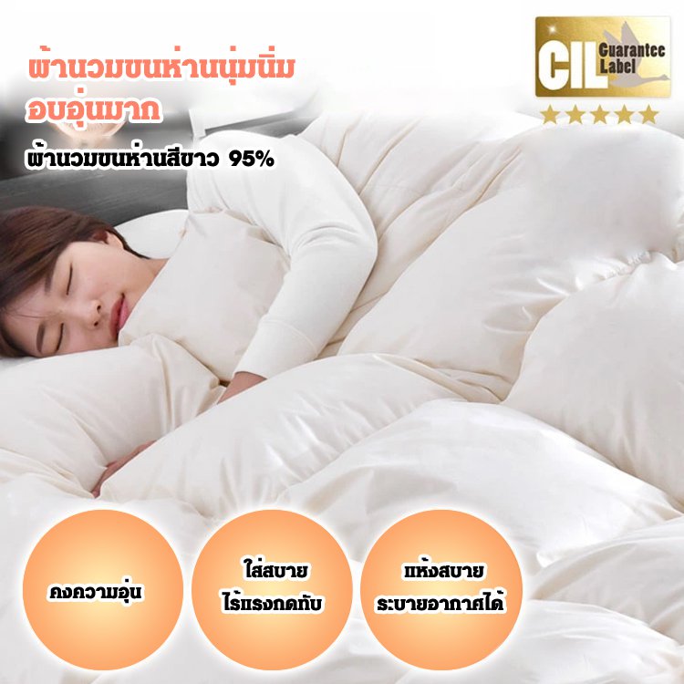 ผ้านวมขนห่านสีขาว 95%