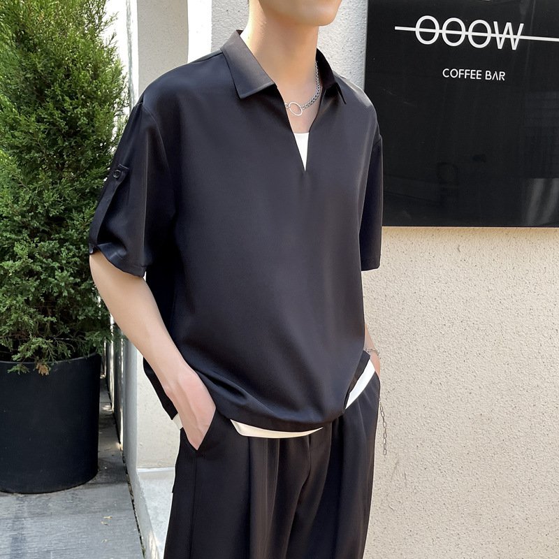 レイヤード風接触冷感半袖ポロシャツ