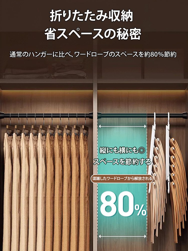 【取り外し可能】折りたたみ式ズボンハンガー