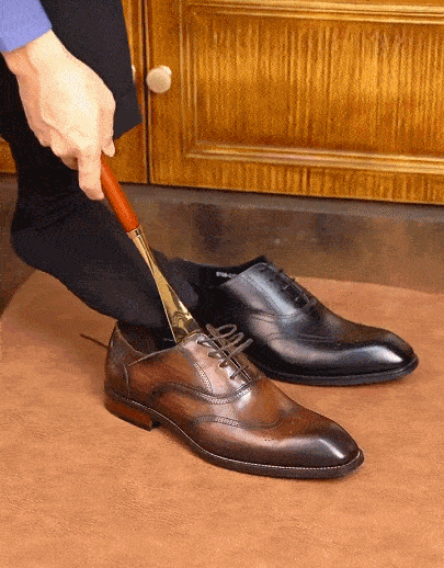 フェイク木目レース・スクエアトゥ・レザーシューズ